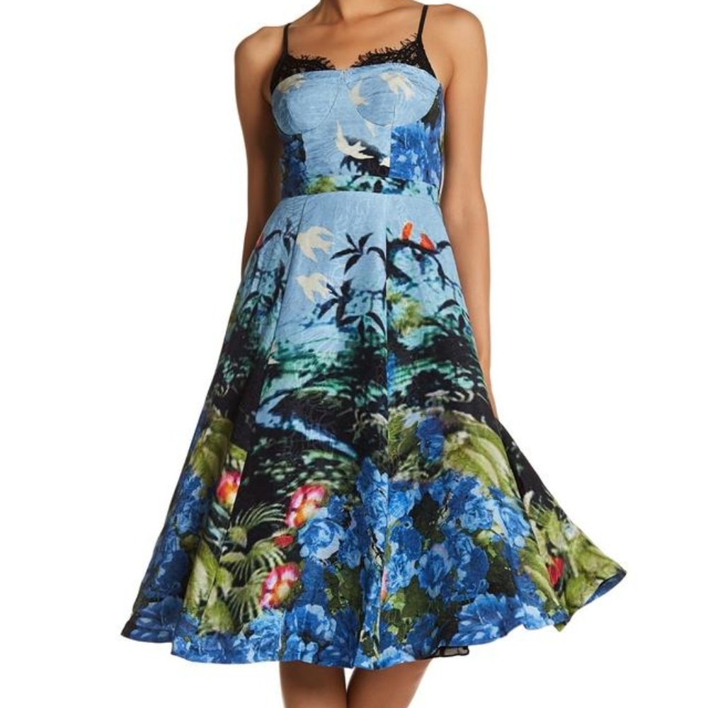 Plenty by Tracy Reese Blue Linen Blend Fit & Flare